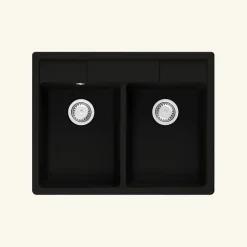 Évier timbre d'office granit noir Kümbad EWEN 2 bacs