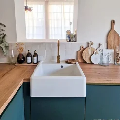 Évier timbre d'office granit blanc cassé Kümbad KIWI 1 bac 595x630