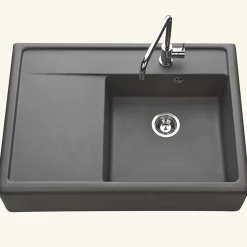 Évier timbre d'office granit gris Kümbad KIWI 1 grand bac 1 égouttoir