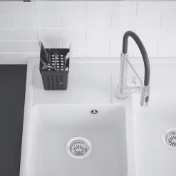 Évier timbre d'office granit blanc cassé Kümbad KIWI 2 bacs