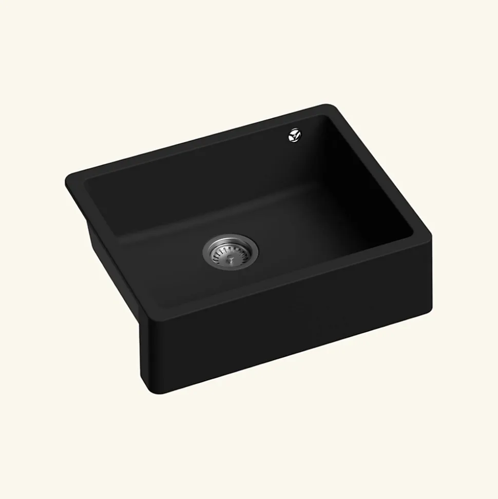 Évier timbre d'office sous-plan Kümbad SWAN granit noir 1 bac