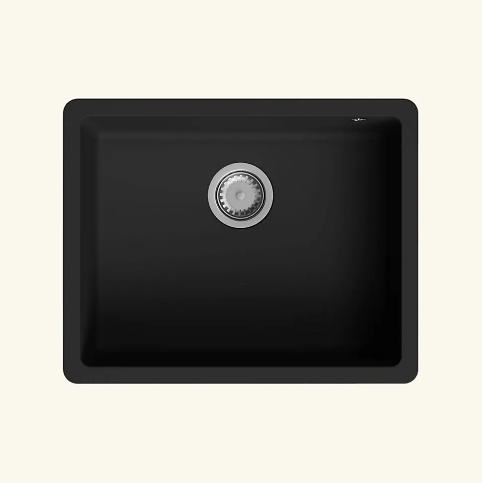 Évier timbre d'office sous-plan Kümbad SWAN granit noir 1 bac