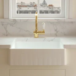 Évier timbre d'office sous-plan granit blanc Kümbad NORA 1 bac