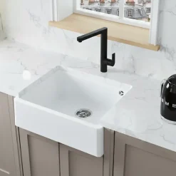 Évier timbre d'office sous-plan Kümbad SWAN granit blanc 1 bac