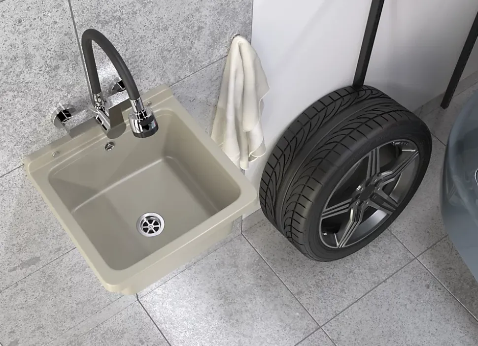 Évier Zorghoek Orta Granitan pour Garage, Buanderie - Beige