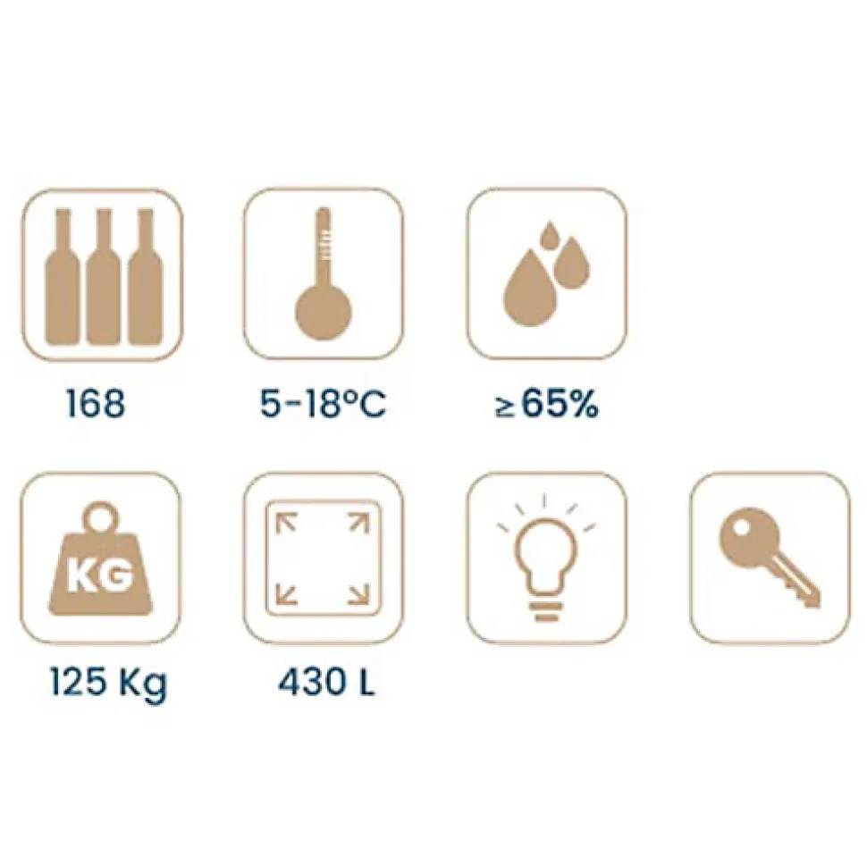 Vinobox 168 bouteilles. Cave à vin noir 1 zone