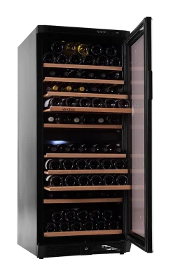Vinobox 110 bouteilles. Cave à vin noir 2 zones
