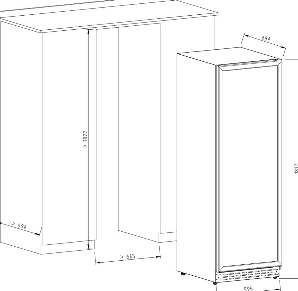 Vinobox 168 bouteilles. Cave à vin inox 1 zone