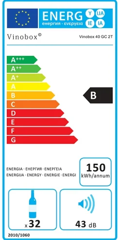 Vinobox Grand cru 40 bouteilles. Cave à vin noir 2 zones