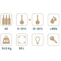 Vinobox Grand cru 40 bouteilles. Cave à vin noir 2 zones