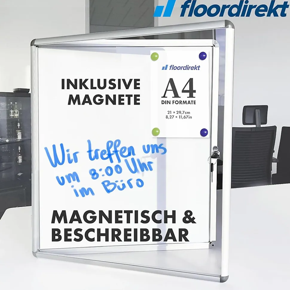 Vitrine murale 37 x 73 cm avec cadre en aluminium, 3 x A4 avec magnets