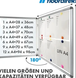 Vitrine murale 94 x 98 cm avec cadre en aluminium, 12 x A4 avec magnets