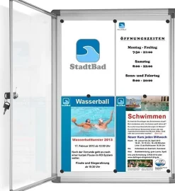 Vitrine murale 68 x 73 cm avec cadre en aluminium, 6 x A4 avec magnets