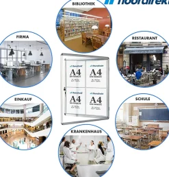 Vitrine murale 68 x 73 cm avec cadre en aluminium, 6 x A4 avec magnets