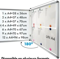 Vitrine murale avec cadre en aluminium, 2 x A4 avec magnets