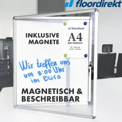 Vitrine murale avec cadre en aluminium, 4 x A4 avec magnets