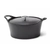 Volcan - Cocotte ronde 20cm fonte de fer émaillée noire avec couvercle