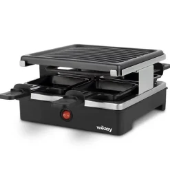 WEASY LUGA40 - Appareil a raclette et grill 4 personnes - 600W - Revetement anti-adhésif - 19,7x19,7cm - Plaque amovible