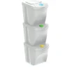 WELLHOME Lot de 3 poubelles blanc cassé, 3 x 25 L