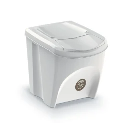 WELLHOME Lot de 3 poubelles blanc cassé, 3 x 25 L