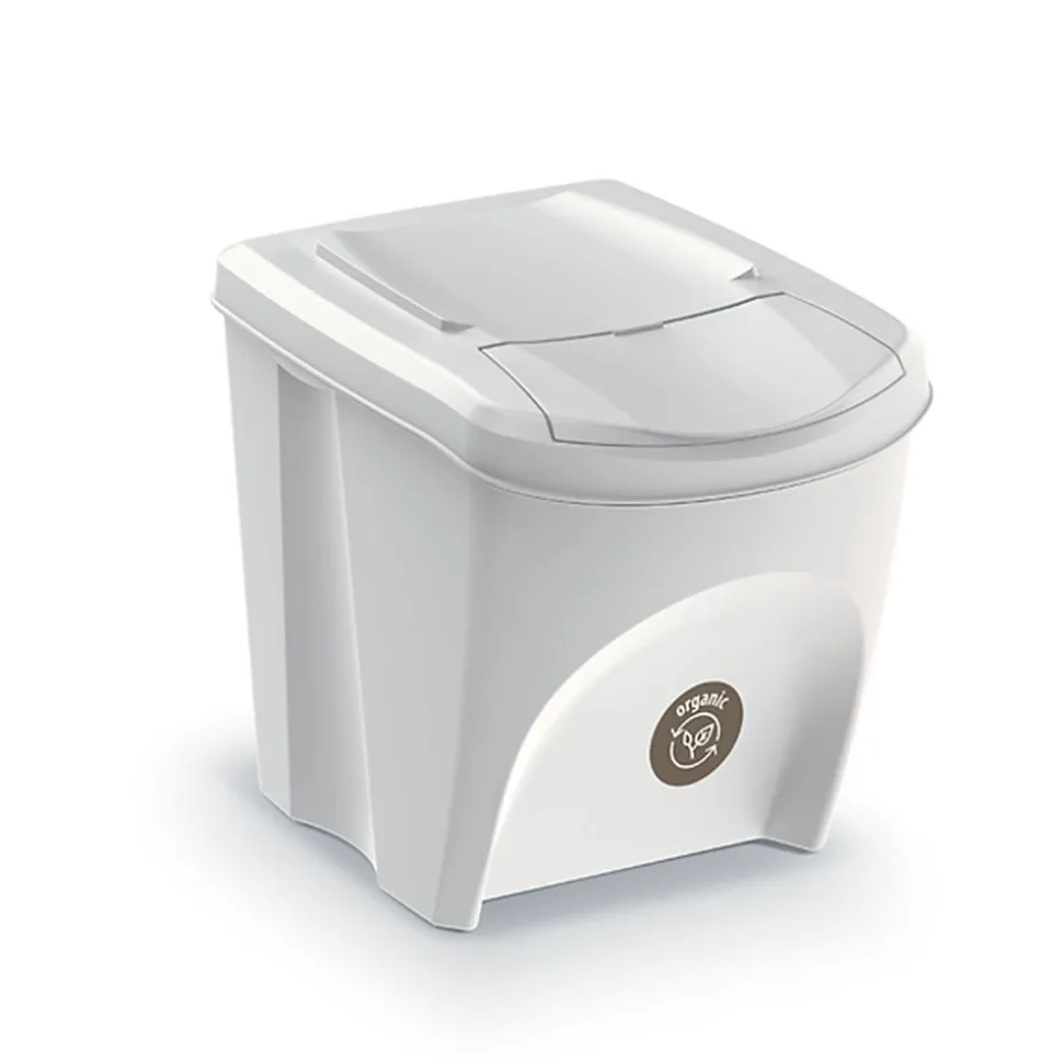 WELLHOME Lot de 3 poubelles blanc cassé, 3 x 25 L