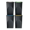 WELLHOME Lot de 4 poubelles, 100% plastique recyclé, noir, 4 x 35L