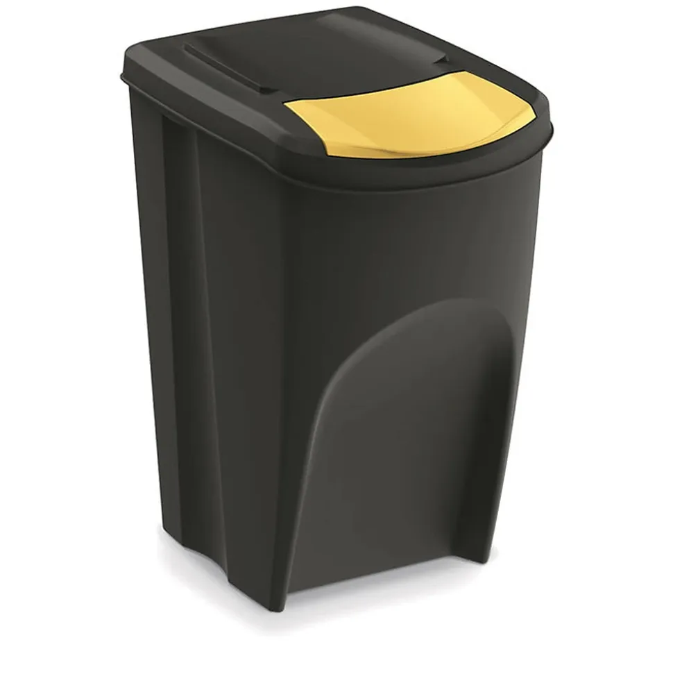 WELLHOME Lot de 4 poubelles, 100% plastique recyclé, noir, 4 x 35L