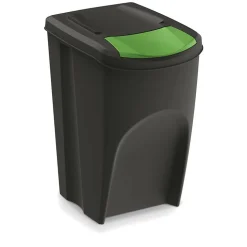 WELLHOME Lot de 4 poubelles, 100% plastique recyclé, noir, 4 x 35L