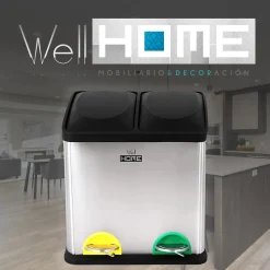 WellHome Poubelle de recyclage à 2 compartiments 16 L, recyclage des déchets