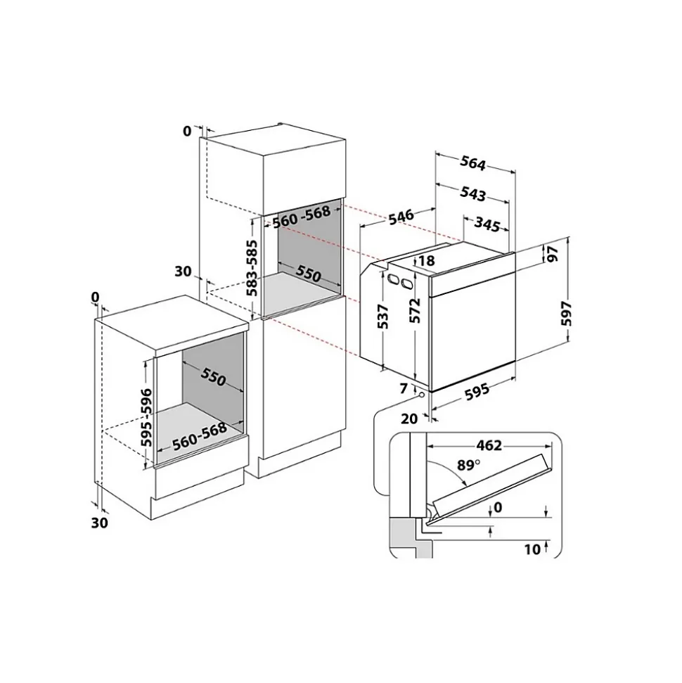WHIRLPOOL Four pyrolyse 73 l 6e sens inox - WOI68PT1SXAF