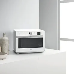 WHIRLPOOL JT469WH - Micro-ondes Jet Chef - 33 L - 6ème SENS Combi Crisp Vapeur - Cavité Inox - Plateau tournant 36 cm - Blanc