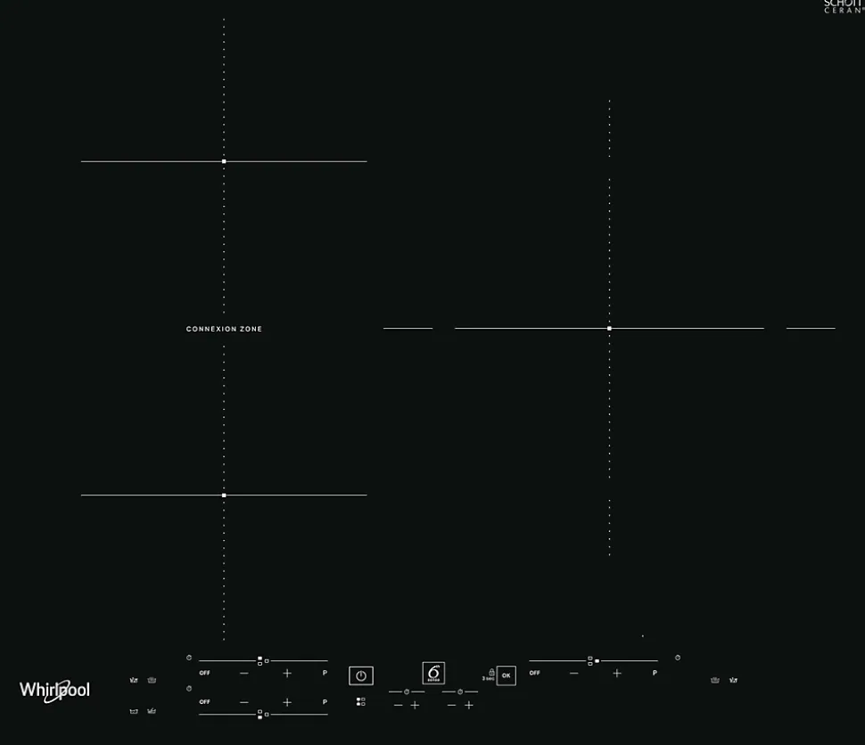 WHIRLPOOL plaque de cuisson induction 60 cm 3 foyers WBB3760BF