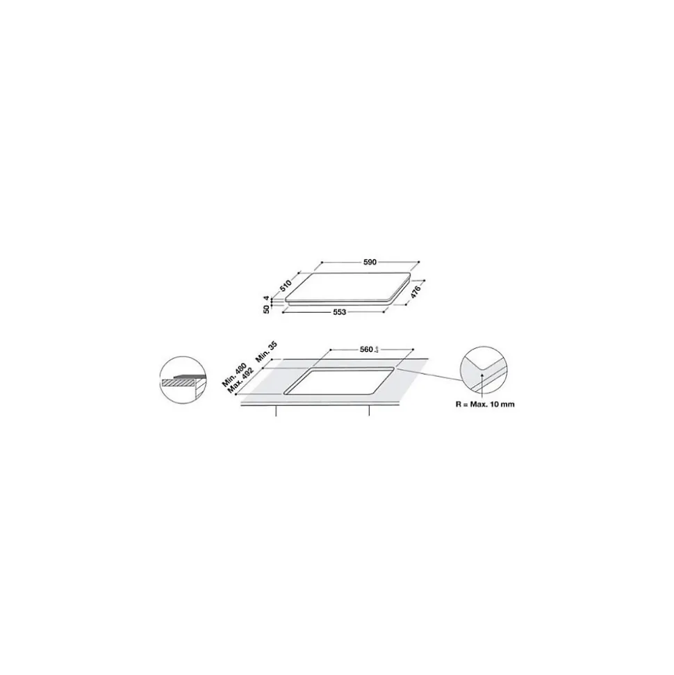 WHIRLPOOL plaque de cuisson induction 60 cm 3 foyers WBB3760BF