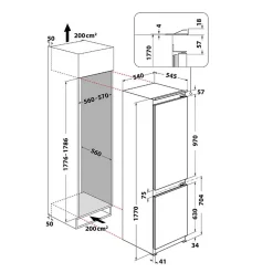 WHIRLPOOL Réfrigérateur combiné 2 P intégrable 268 litres - WHC18D071A1FR
