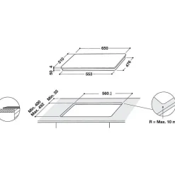 WHIRLPOOL table induction 65 CM 4 foyers WLB4265BFIXL