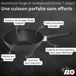Wok 24 cm antiadhésif sans PFAS Elo Smart Wave