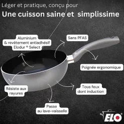 Wok 20 cm antiadhésif sans PFAS Elo Ducato