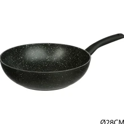Wok en aluminium forgé avec revêtement effet pierre - Diam 28 cm.