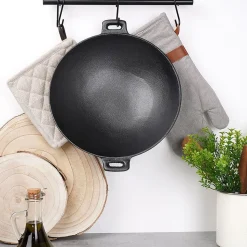 Wok En Fonte LITINA 30 Cm Pour Cuisiniers Amateurs Répartition De Chaleur Optimale