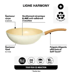 Wok Harmony D28cm en aluminium forgé beige - Beige- 5five