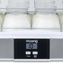 Yaourtiere HKoeNIG - ELY120 - Capacité 12 pots de 160ml - Programmable jusqu'a 15h - 15W