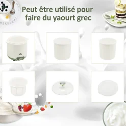 Yaourtière 20 W - machine à yaourt électrique - 2 récipients 1,5 L, panier filtre inclus - PP blanc vert