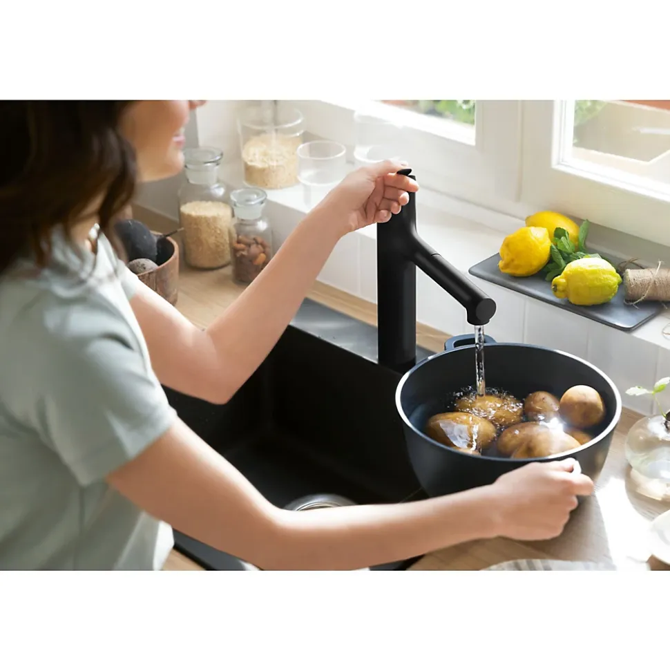 Zesis M33 Mitigeur de cuisine 160 avec douchette extractible 2 jets noir mat HANSGROHE 74801670